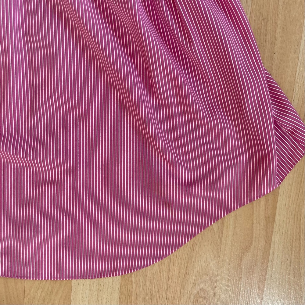 Vintage Oversized Striped Button Down Top Shirt Dress Nautical red pink white - Picture 4 of 10